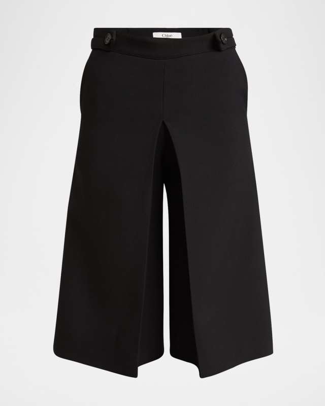 Pleat Wide-Leg Bermuda Shorts
